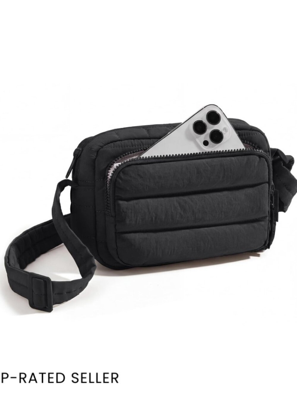 Puffer Crossbody Bag RFID Blocking Slots Lightweight Nylon Adjustable Strap